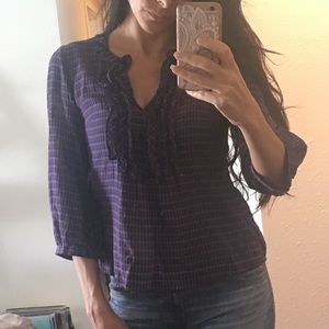Purple plaid work or play shirt